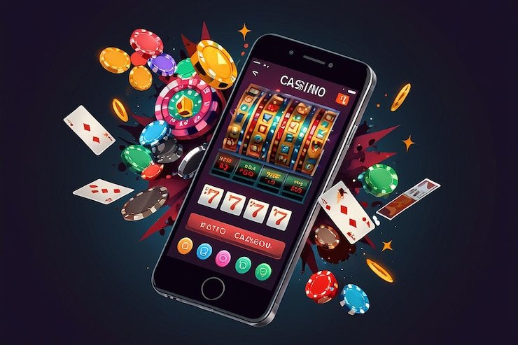 Ilustrasi pengguna menikmati berbagai permainan sportsbook dan kasino di perangkat mobile